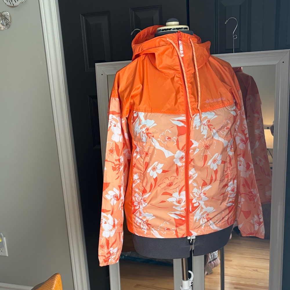 Columbia Orange Floral Hooded Jacket